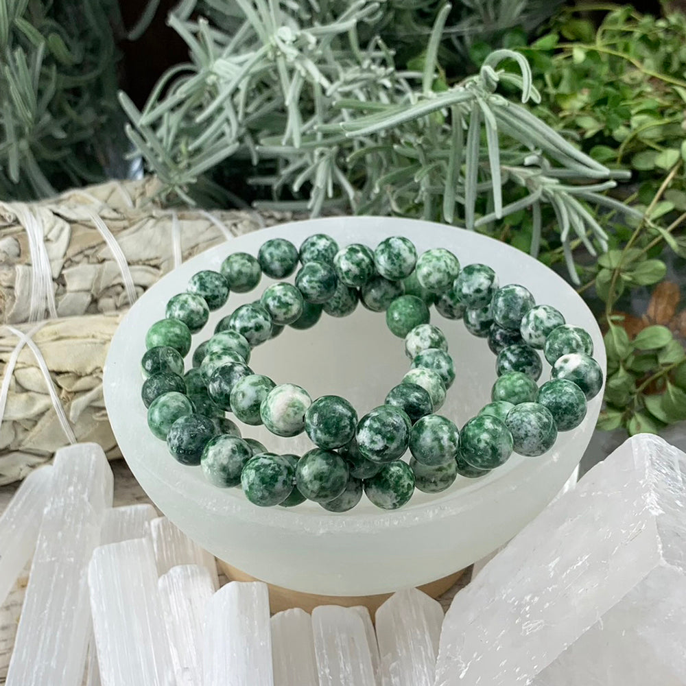 Mala Bracelet: Green Spot Jasper