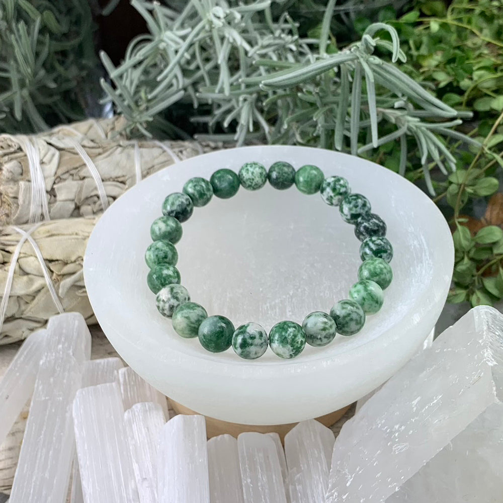 Mala Bracelet: Green Spot Jasper