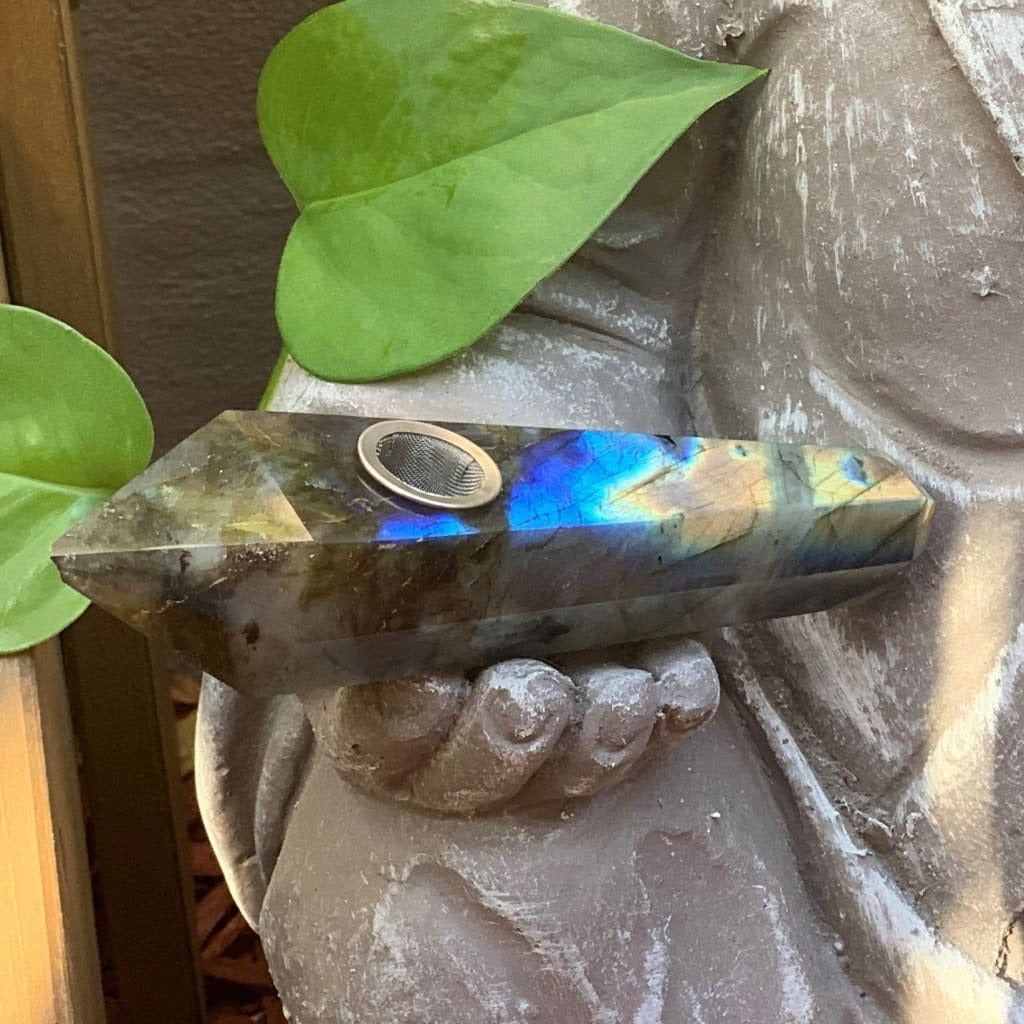 Obelisk Carved Pipe: Labradorite