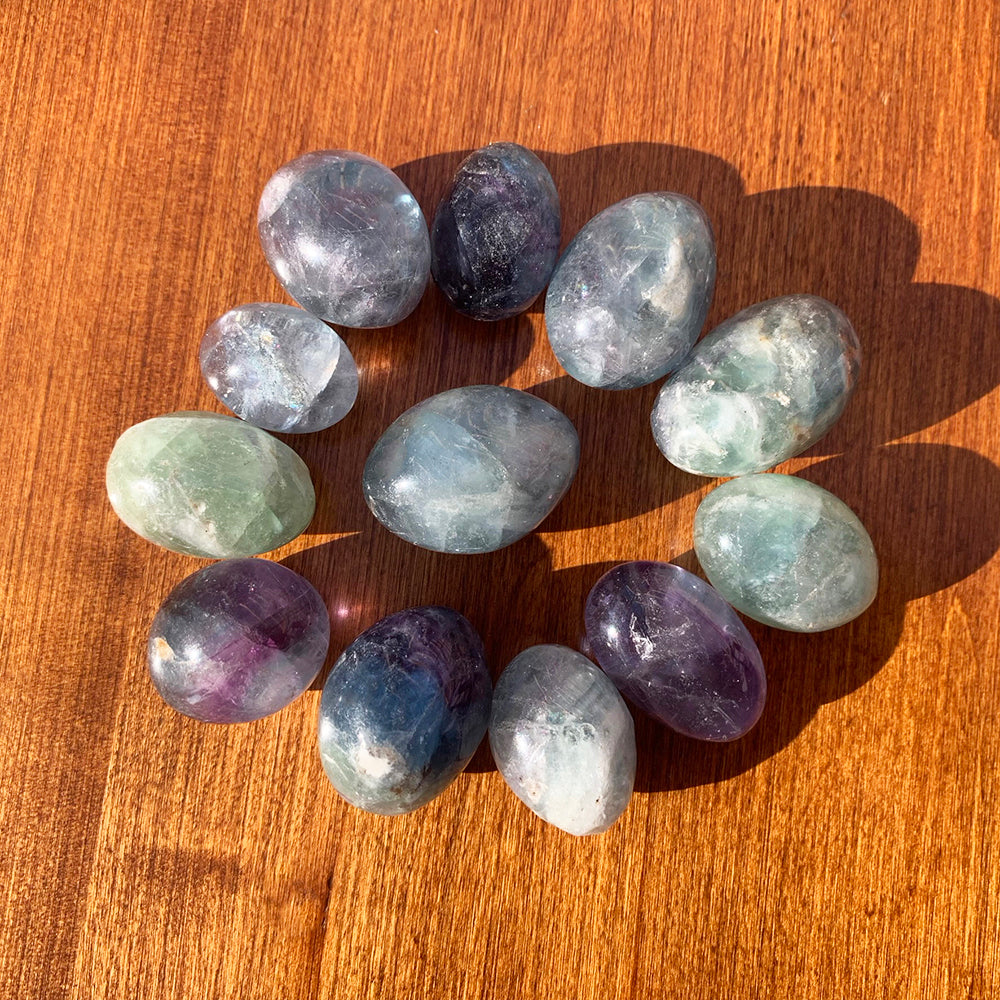 Tumbled Stone: Multicolor Fluorite (250 Gram Lot - 0.55lb)