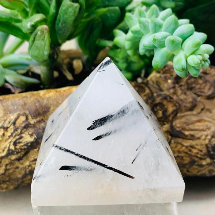 Pyramidal Quartz Medium Pyramid: Tourmalinated Quartz – Wholesale Crystal Club